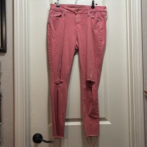 Old Navy Rockstar size 10 Pink frayed pink skinny Women's Jeans